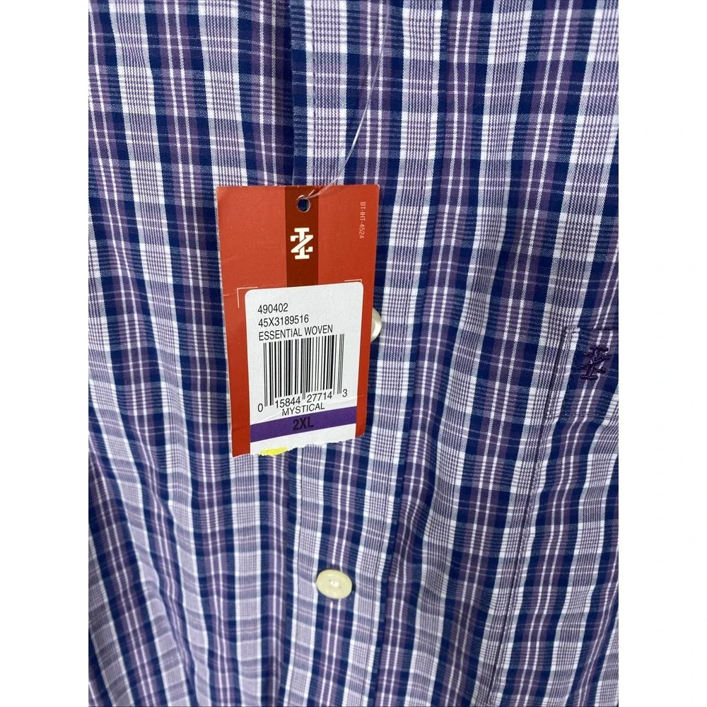 IZOD  Plaid LS Button up Shirt size 2XL Cotton Purple NWT‎ F1
